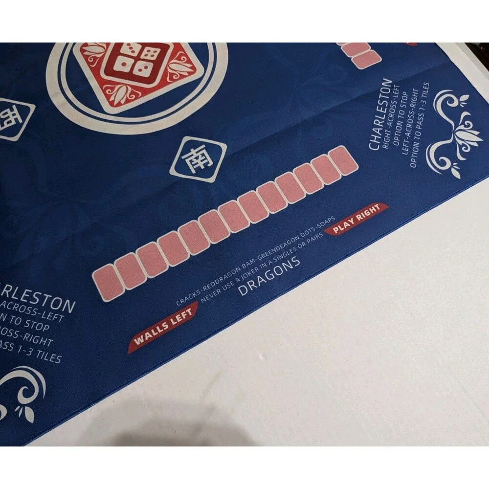 Mahjong Mat Neoprene Table Cover American Rules Charleston Blue 33x33 Open Box